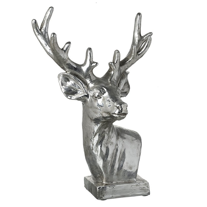 Large Silver Resin Deer Head