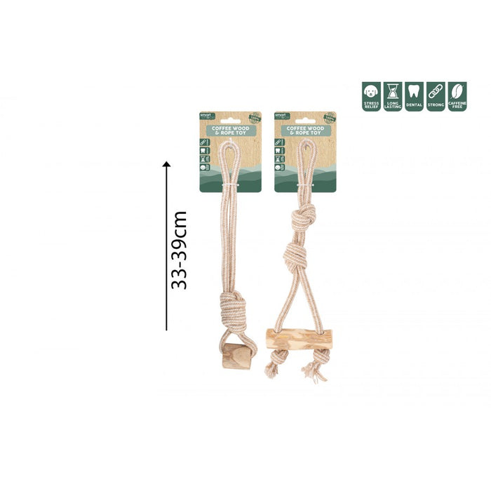 Coffee Wood & Rope Dog Toy