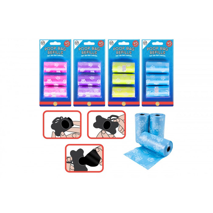 45pk Poop Bag Refill Asst Colours