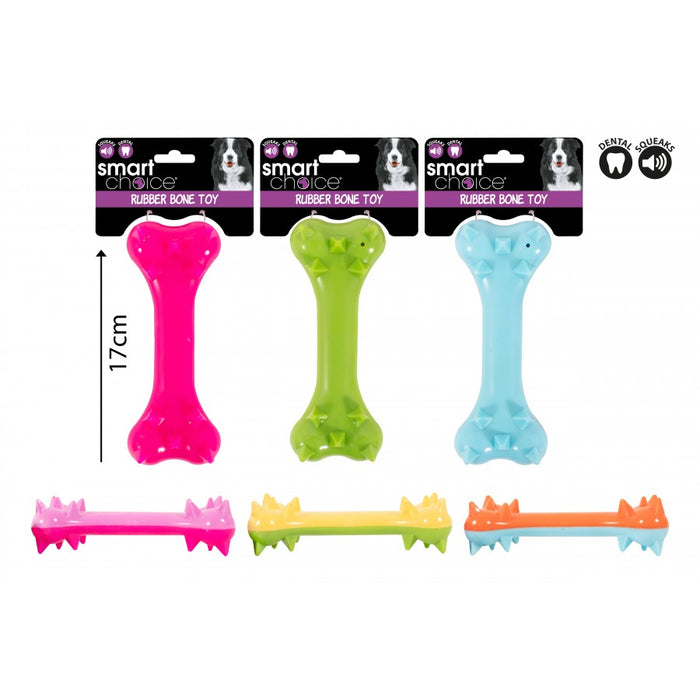Spikey Tpr Bone Dog Toy With Squeaker