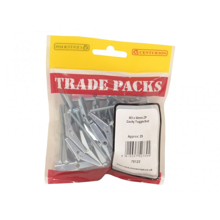 Cavity Toggle Bolt - ZP - M3 x 50mm (25 PK)