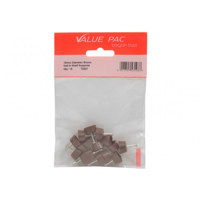 15mm Brown Nail In Shelf Supports 14pk