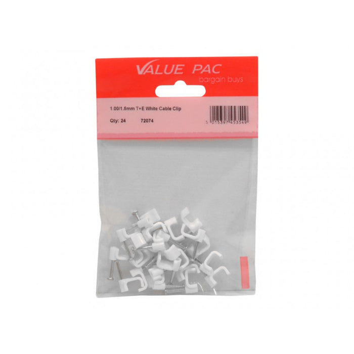 1.00/1.5mm T+E White Cable Clip