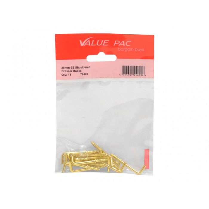 25mm EB Shouldered Dresser Hooks 14pk