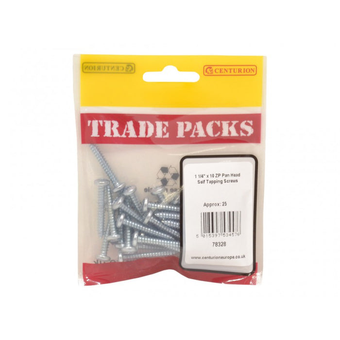 Pan Head Self Tapping Screws - ZP - 1 1/4" x 10 (25 PK)