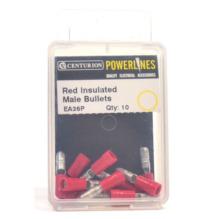 4mm Red Insulated Male Bullets (Pack of 10)