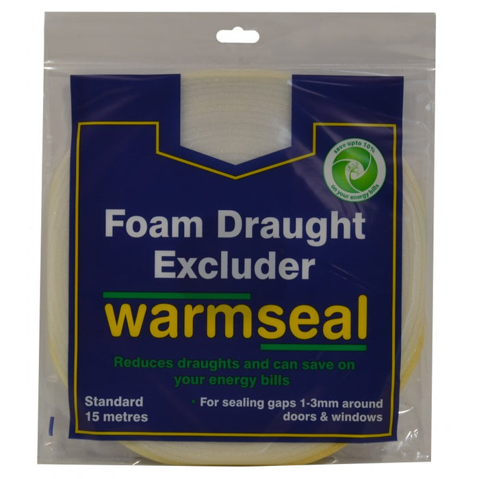 15m White PVC Foam Draught Excluder