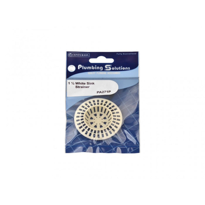 Sink Strainer - White Plastic - 1 1/2"