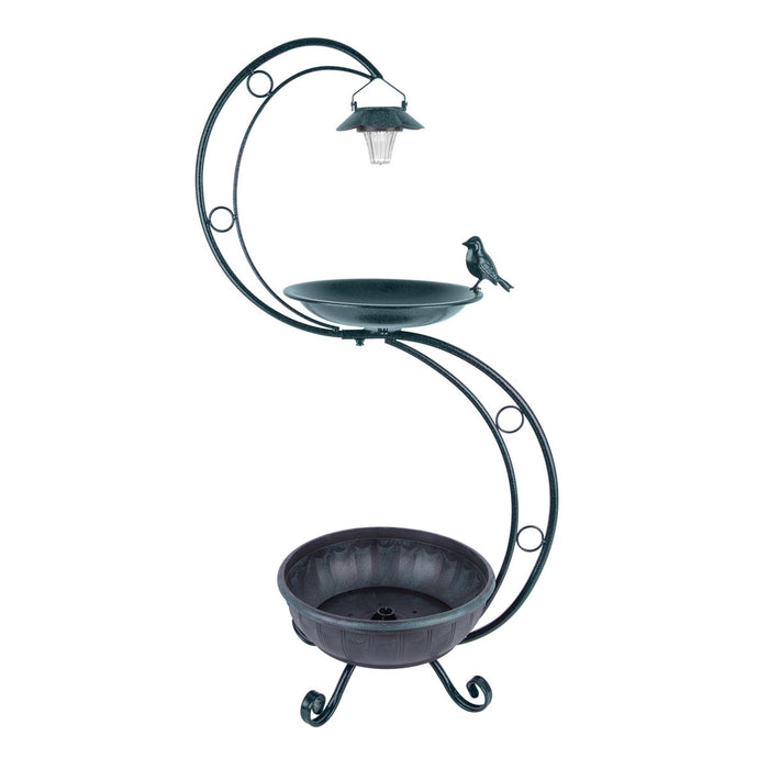 Solar Light Bird Bath With Planter
