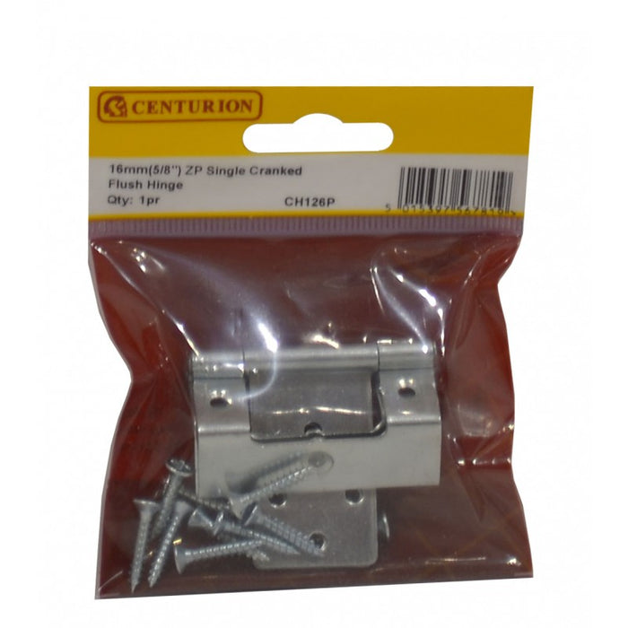 16mm (5/8") ZP Single Cranked Flush Hinge (1 pair)