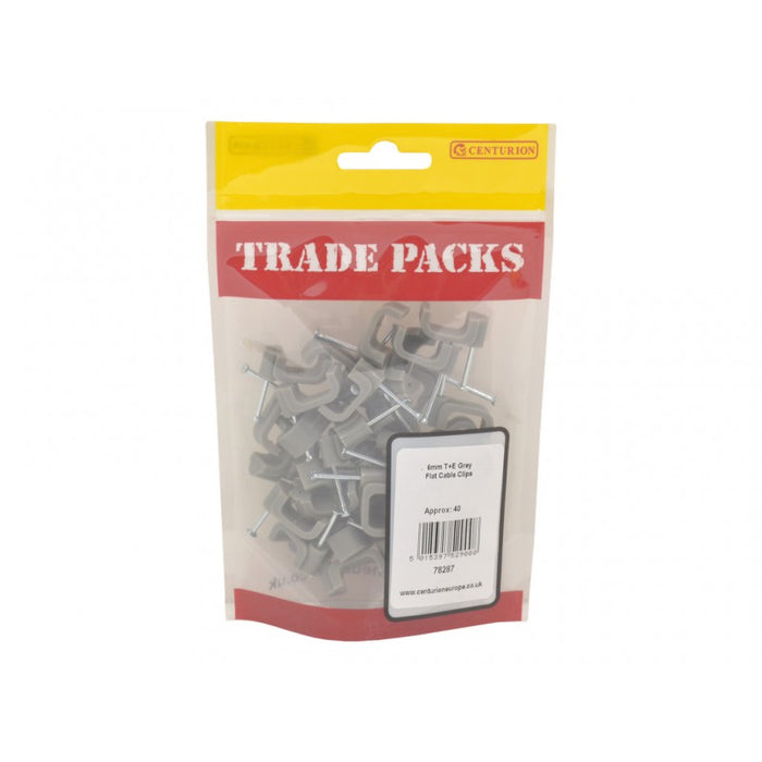 Cable Clip - Flat Cooker T+E Grey - 6mm (40 PK)