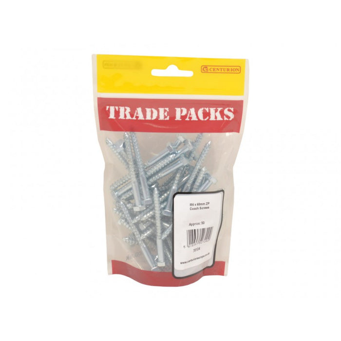 Coach Screws - ZP - M6 x 60mm (50 PK)