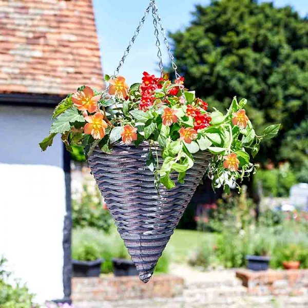 14in Oceana Faux Rattan Hanging Cone