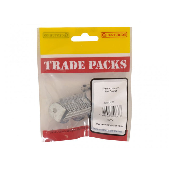 Steel Bracket - ZP - 19mm x 19mm (20 PK)