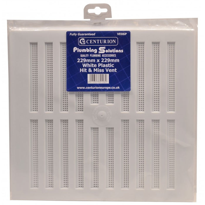 Plastic Hit & Miss Vents - White - 229 x 229mm