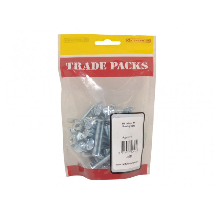 Roofing Bolts - ZP - M6 x 40mm (40 PK)