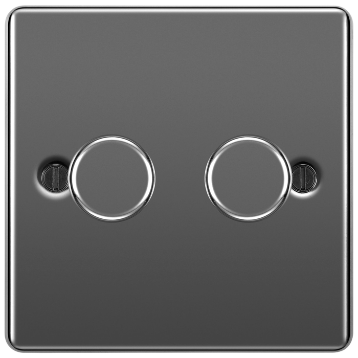 Dimmer Switch 2 Gang 2 Way 400W - Black Nickel