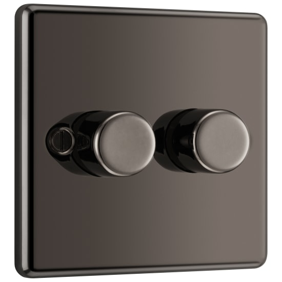 Dimmer Switch 2 Gang 2 Way 400W - Black Nickel