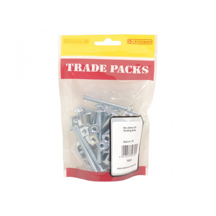 Roofing Bolts - ZP - M6 x 60mm (35 PK)