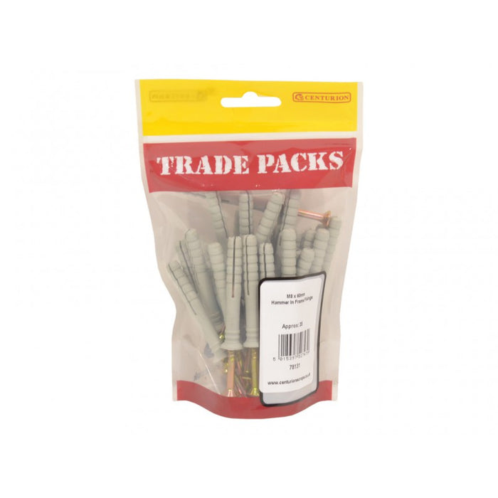 Hammer In Frame Fixings - ZP - M8 x 60mm (35 PK)
