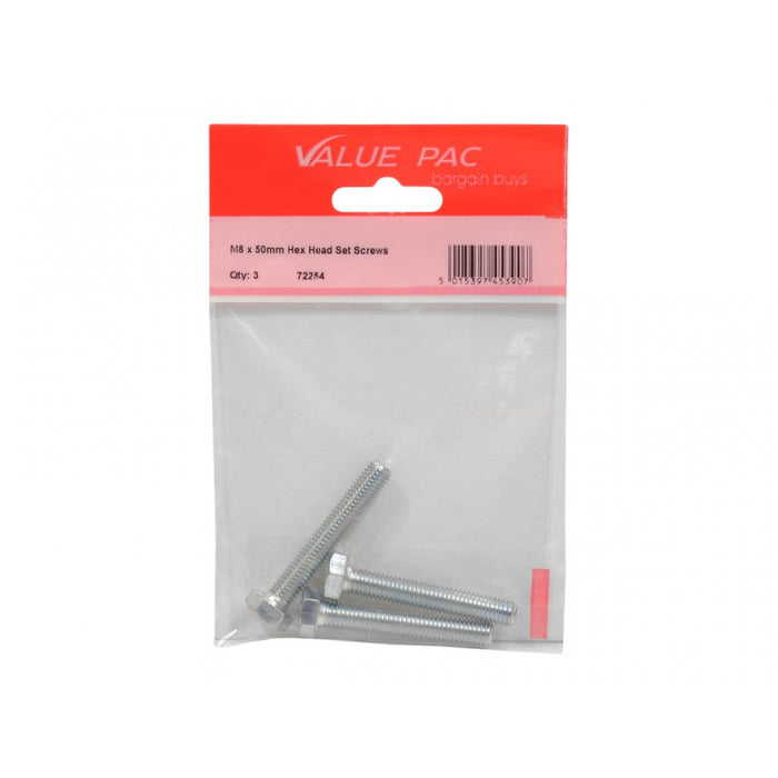 M8 x 50mm Hex Head Set Screws