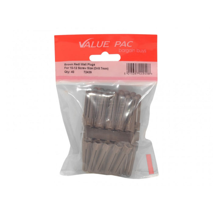 Screw Size 10-12 Drill 7mm Brown 'Redi' Plugs