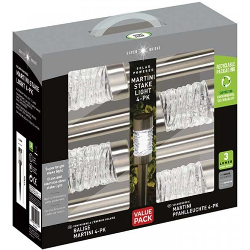 Solar Powered Martini Stake Lights 4 Pack