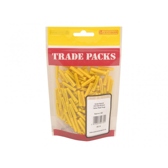 Plugs - Yellow - 4-6 Drill 5/5.5mm (200 PK)