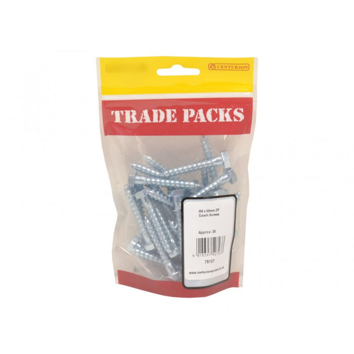 Coach Screws - ZP - M8 x 50mm (35 PK)