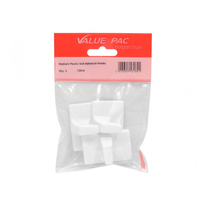 Medium Plastic Self Adhesive Hooks