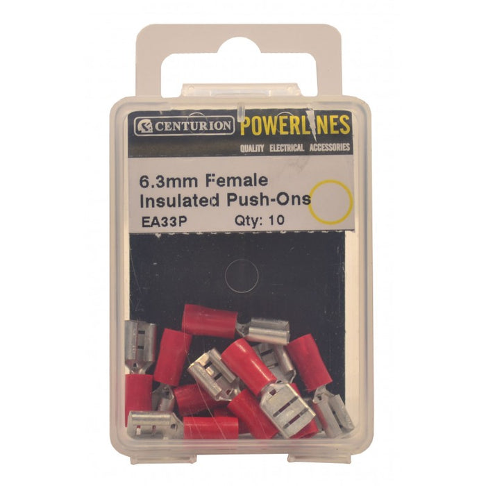 6.3mm Red Female Insulated Push-Ons (Pack of 10)