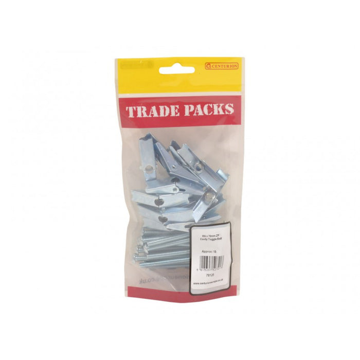 Cavity Toggle Bolt - ZP - M6 x 75mm (15 PK)