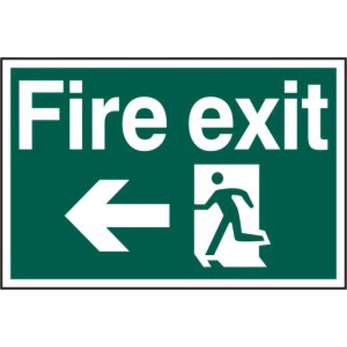 Fire exit running man arrow left - PVC (300 x 200mm)