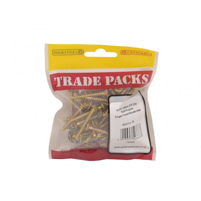 Pozi Multi Purpose Countersunk Woodscrews - ZYP - 4.5mm x 40mm (70 PK)