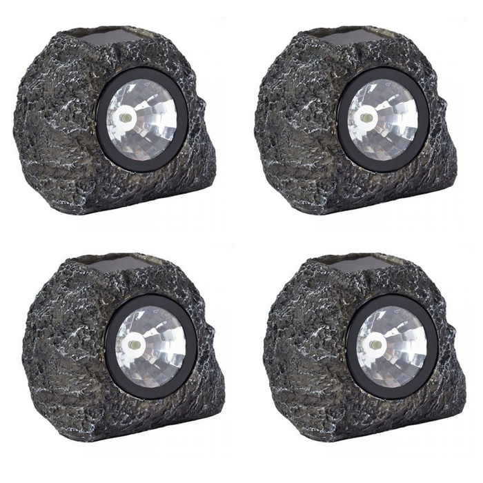 Solar Powered Granite Rock Spot Lights 4 Pack