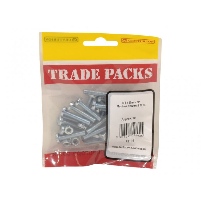 Machine Screws & Nuts - ZP - M5 x 25mm (20 PK)