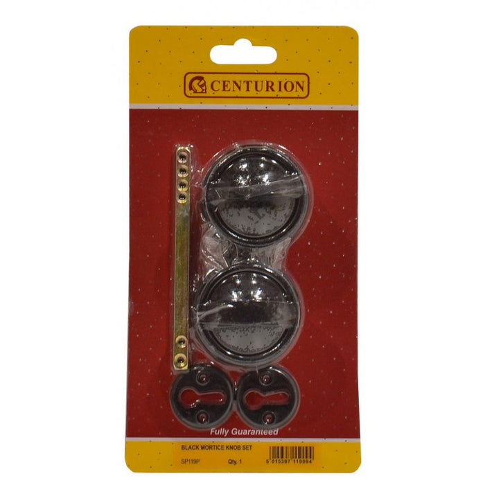 Black Plastic Rim Mortice Knob Set