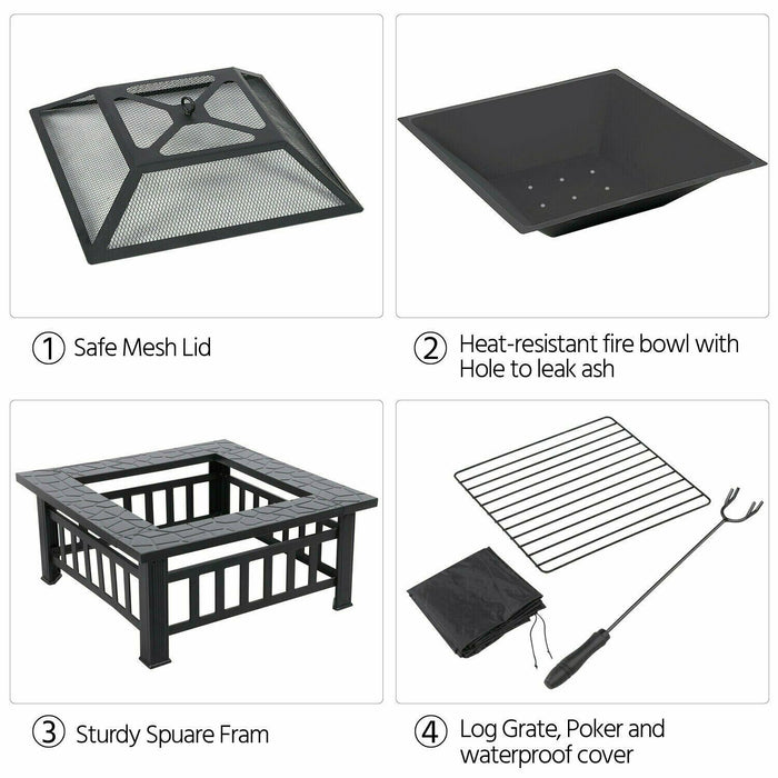 Pagoda 3 in 1 Brazier Square Table Firepit