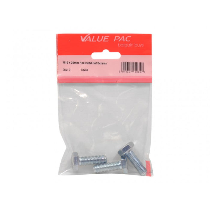 M10 x 30mm Hex Head Set Screws