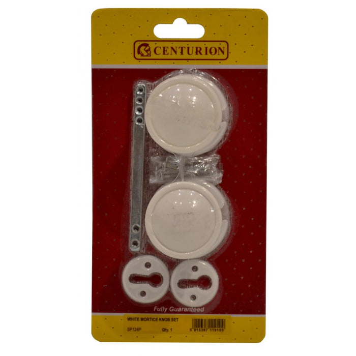 White Plastic Rim Mortice Knob Set