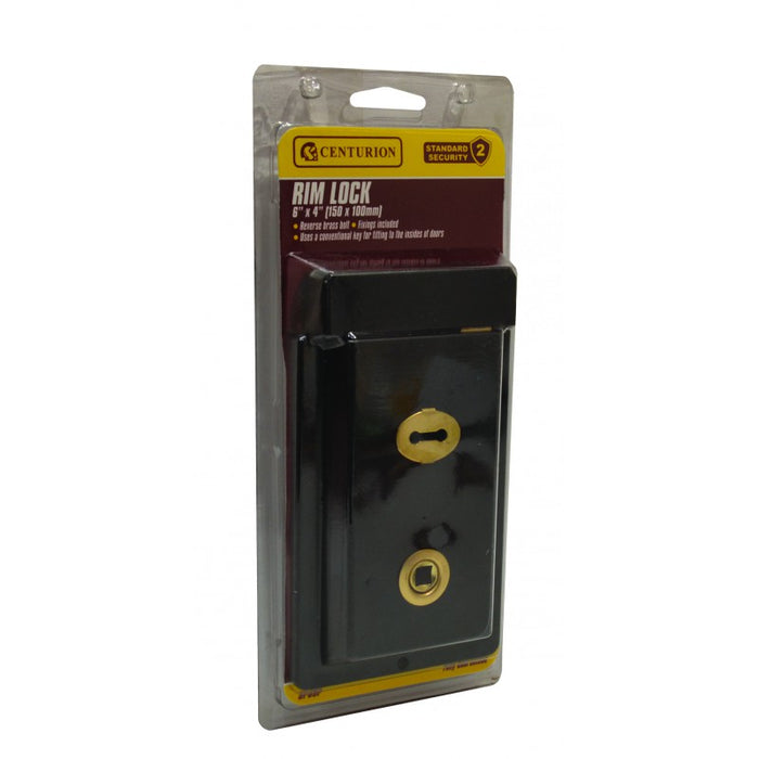 150mm x 100mm (6" x 4") Black Rim Lock