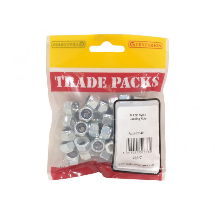 Nylon Locking Nuts - ZP - M8 (40 PK)