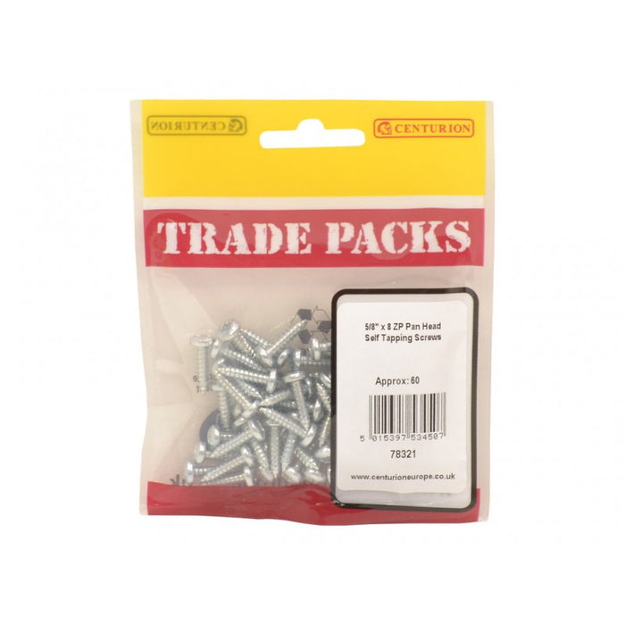 Pan Head Self Tapping Screws - ZP - 5/8" x 8 (60 PK)