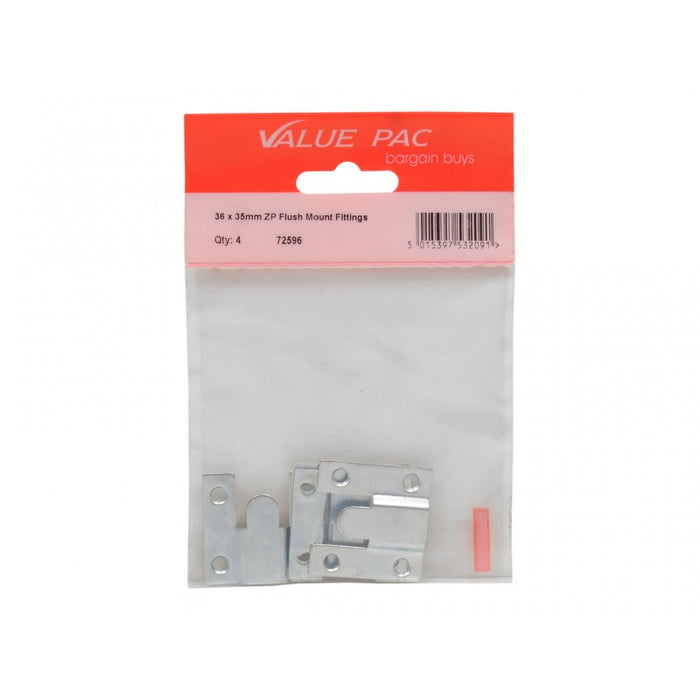 36 x 35mm ZP Flush Mount Fittings 4pk