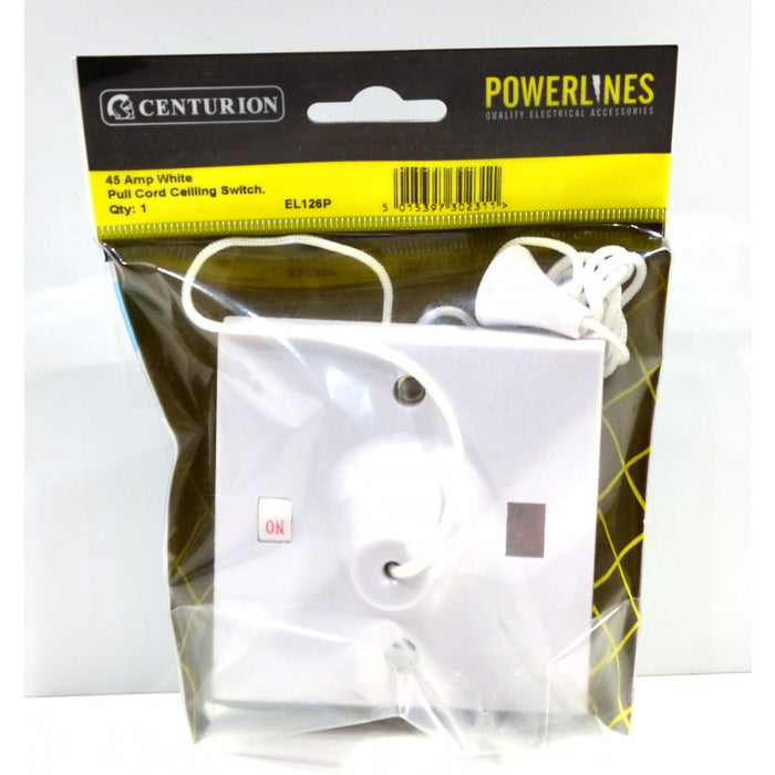 45 Amp White Pull Cord Ceiling Switch