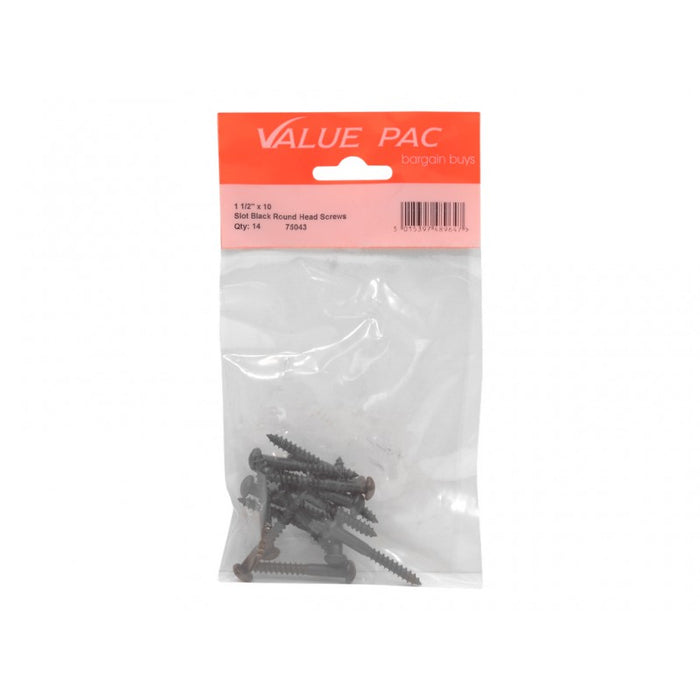1 1/2" x 10 Slot Round Head BJP Screws 8pk