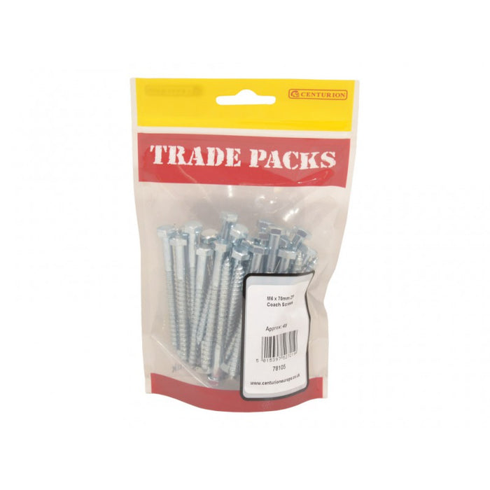 Coach Screws - ZP - M6 x 70mm (45 PK)