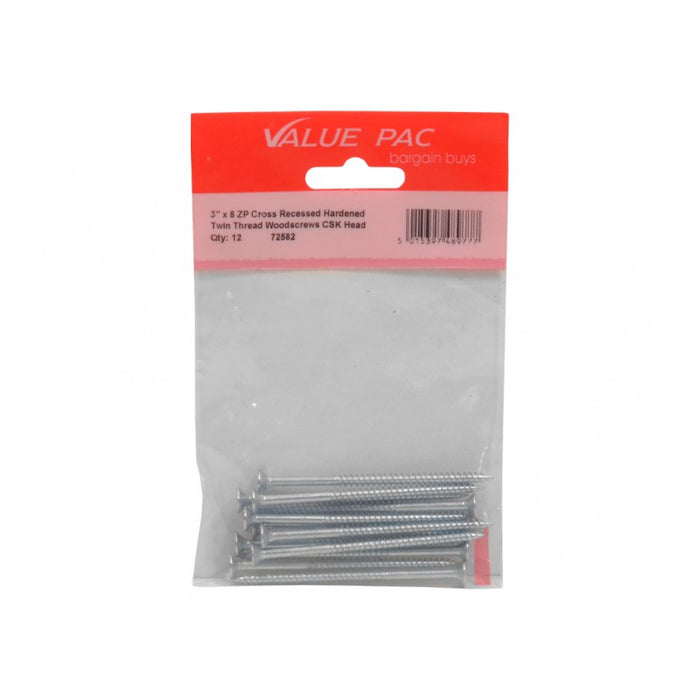 3" x 8 Pozi CSK ZP Twin Screws 10pk
