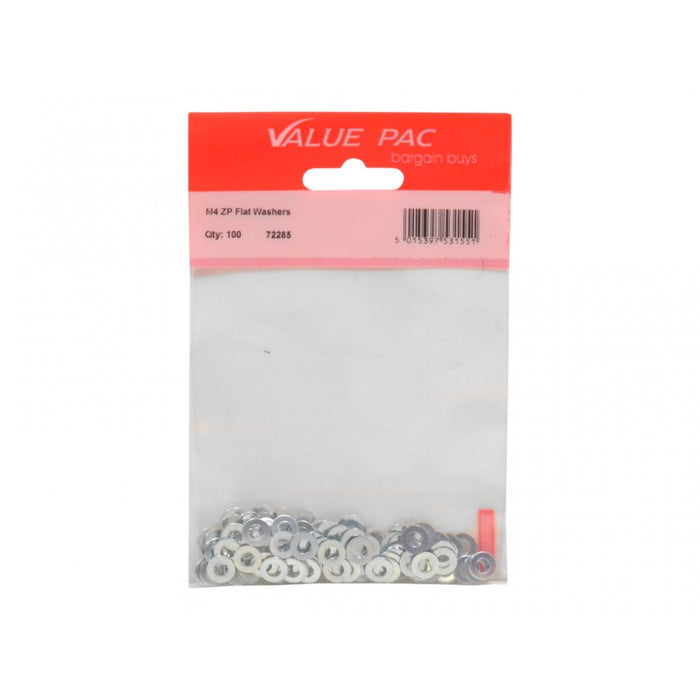 M4 ZP Flat Washers 100pk