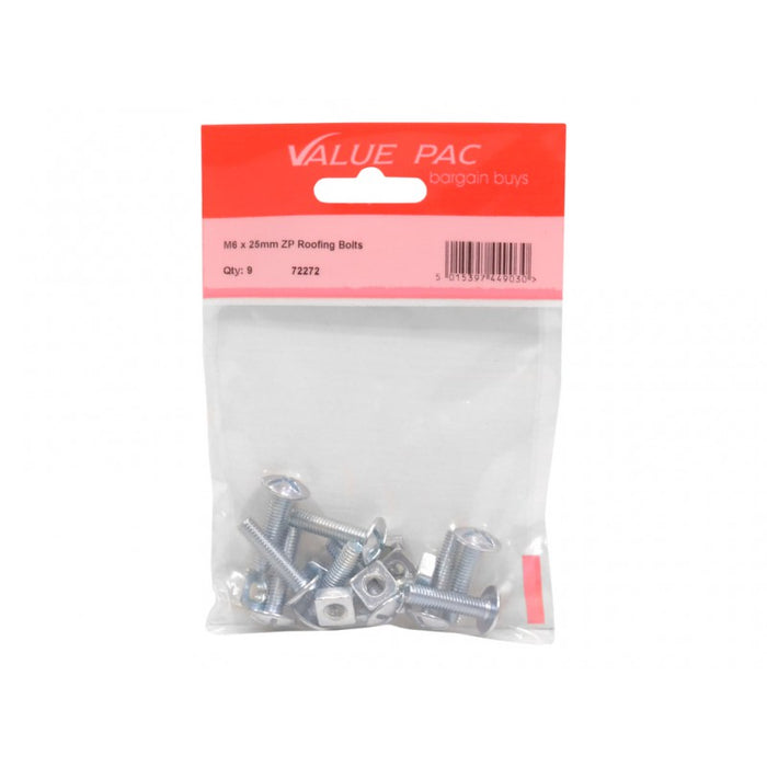 M6 x 25mm ZP Roofing Bolts 8pk
